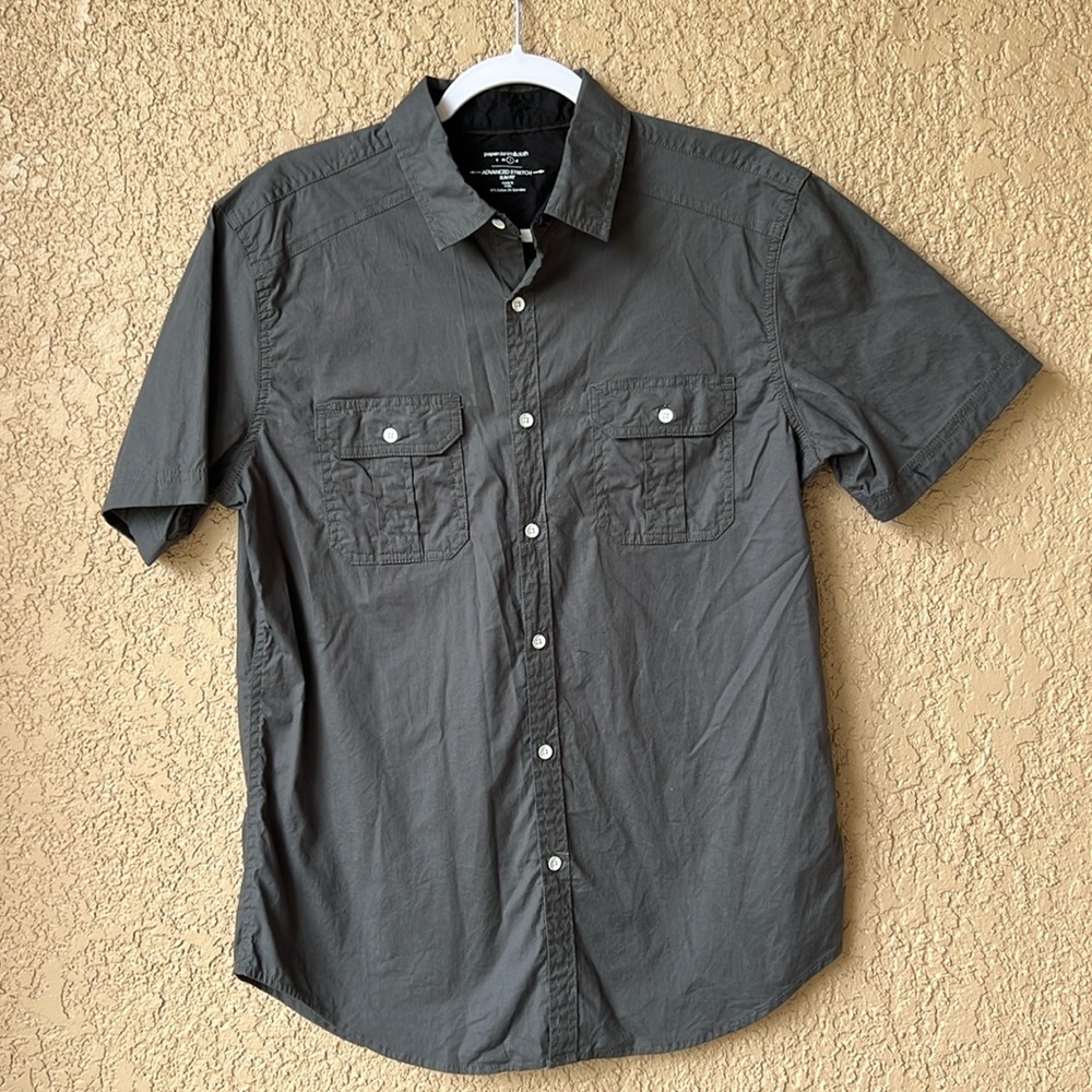 Paper Denim & Cloth Charcoal Advanced Stretch Slim Fit Button Down Size Large